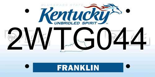 2WTG044 Kentucky License Plate