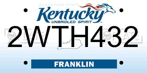 2WTH432 Kentucky License Plate