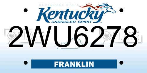 2WU6278 Kentucky License Plate