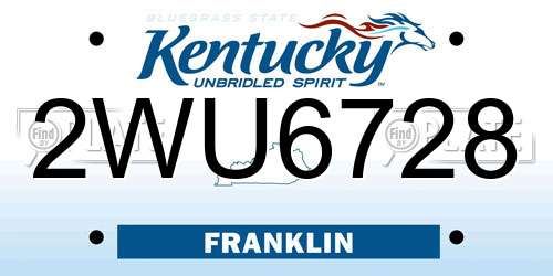 2WU6728 Kentucky License Plate