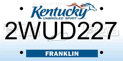 2WUD227 Kentucky License Plate
