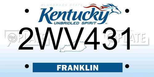 2WV431 Kentucky License Plate