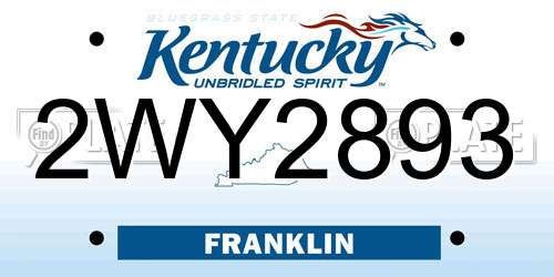 2WY2893 Kentucky License Plate