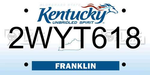 2WYT618 Kentucky License Plate