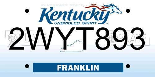2WYT893 Kentucky License Plate