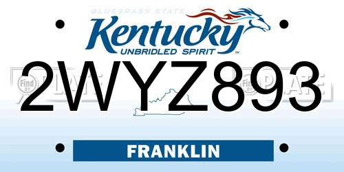 2WYZ893 Kentucky License Plate