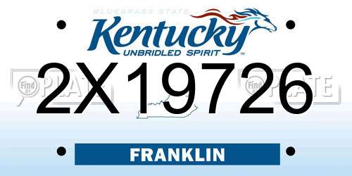 2X19726 Kentucky License Plate