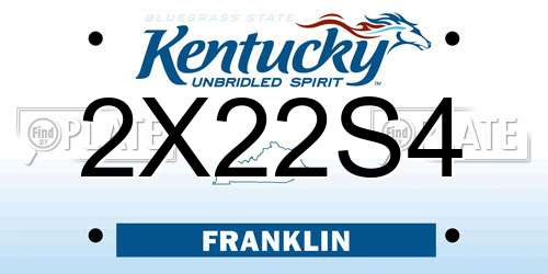 2X22S4 Kentucky License Plate