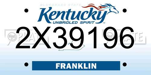 2X39196 Kentucky License Plate