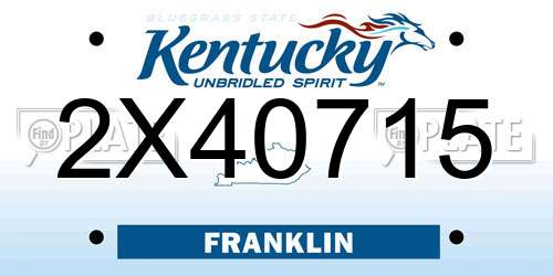 2X40715 Kentucky License Plate