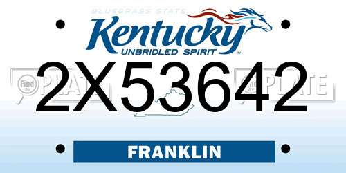 2X53642 Kentucky License Plate