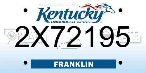 2X72195 Kentucky License Plate