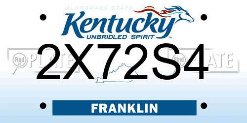 2X72S4 Kentucky License Plate