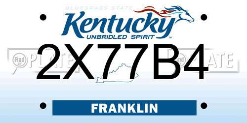 2X77B4 Kentucky License Plate