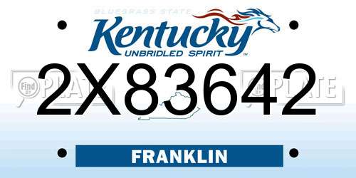 2X83642 Kentucky License Plate