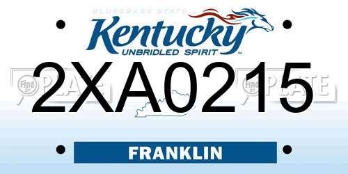 2XA0215 Kentucky License Plate