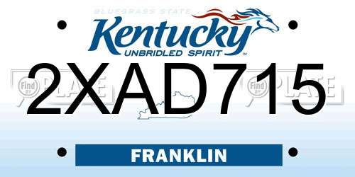 2XAD715 Kentucky License Plate
