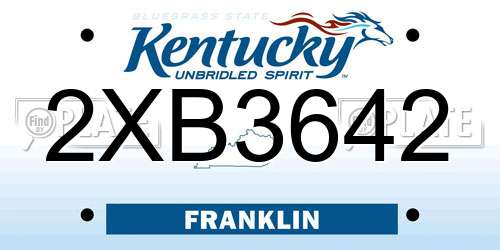 2XB3642 Kentucky License Plate