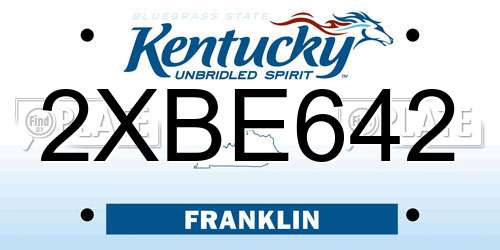 2XBE642 Kentucky License Plate