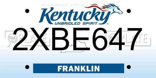2XBE647 Kentucky License Plate