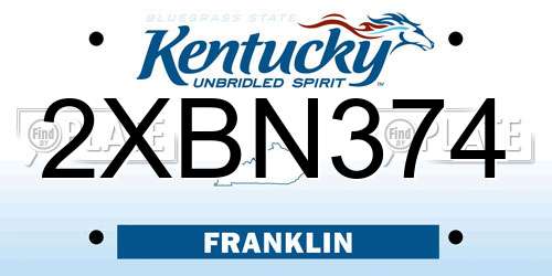 2XBN374 Kentucky License Plate