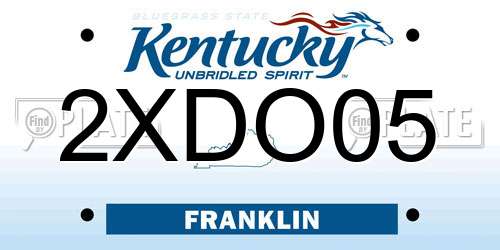 2XDO05 Kentucky License Plate