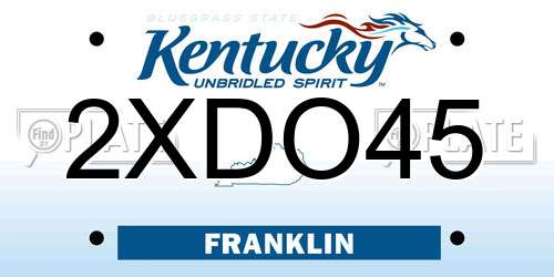 2XDO45 Kentucky License Plate