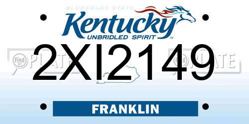 2XI2149 Kentucky License Plate