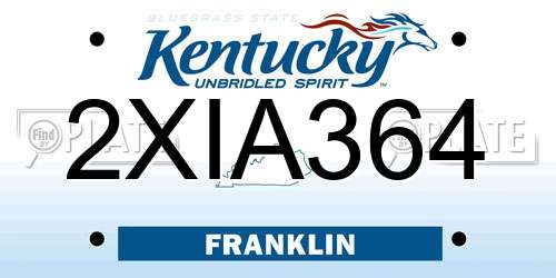 2XIA364 Kentucky License Plate