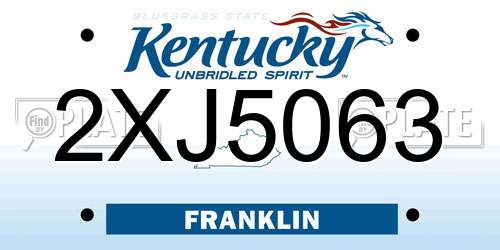 2XJ5063 Kentucky License Plate