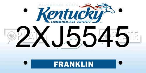 2XJ5545 Kentucky License Plate