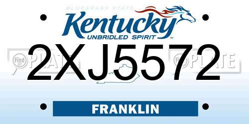 2XJ5572 Kentucky License Plate