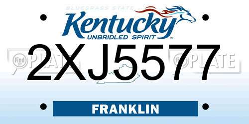 2XJ5577 Kentucky License Plate