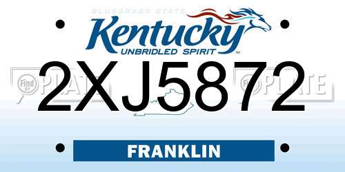 2XJ5872 Kentucky License Plate