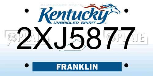 2XJ5877 Kentucky License Plate