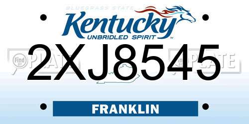 2XJ8545 Kentucky License Plate
