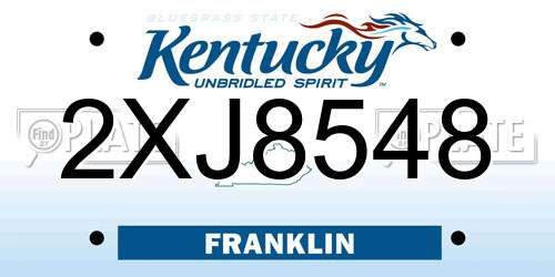 2XJ8548 Kentucky License Plate