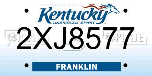 2XJ8577 Kentucky License Plate