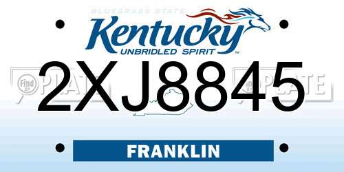 2XJ8845 Kentucky License Plate