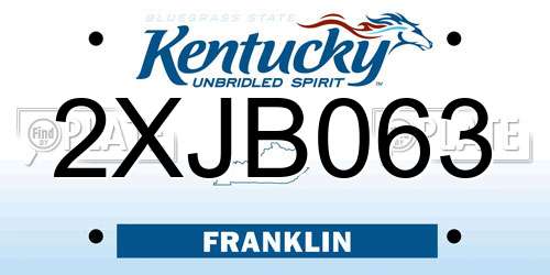 2XJB063 Kentucky License Plate