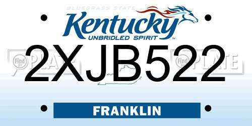 2XJB522 Kentucky License Plate