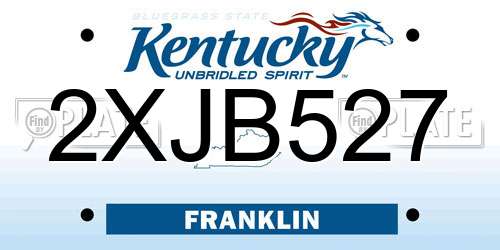 2XJB527 Kentucky License Plate