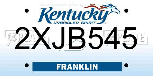 2XJB545 Kentucky License Plate