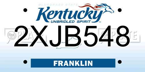 2XJB548 Kentucky License Plate