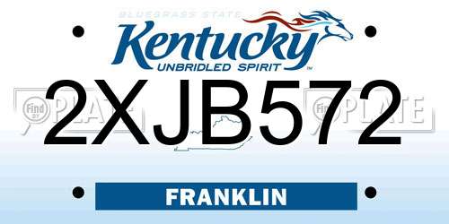 2XJB572 Kentucky License Plate