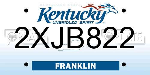 2XJB822 Kentucky License Plate