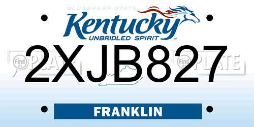 2XJB827 Kentucky License Plate