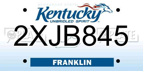 2XJB845 Kentucky License Plate