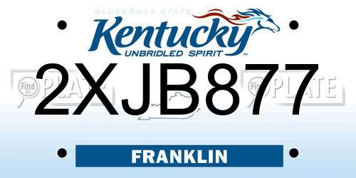 2XJB877 Kentucky License Plate