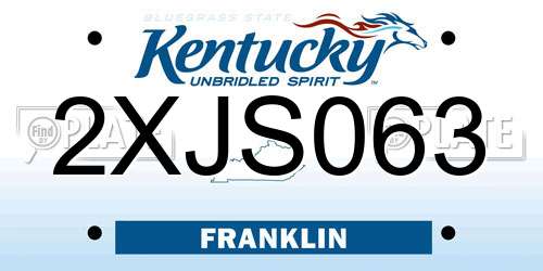 2XJS063 Kentucky License Plate